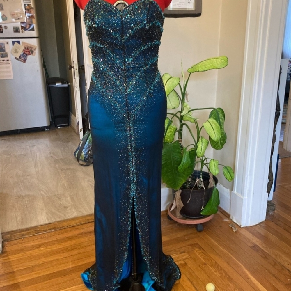 A beautiful waterfall evening gown